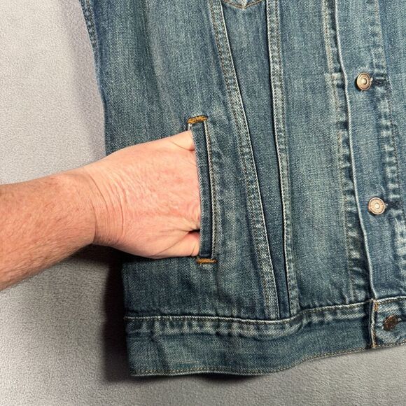 Levi's Jean Jacket Mens L Blue Stone Washed Denim Trucker Western Cowboy Y2K - Picture 3 of 12